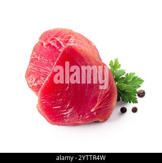Raw steak tuna fish on white backgrunds Stock Photo