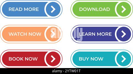 Call to action buttons set flat design ; Read more Button.Vector illustration buttons with colorful gradient or color transition for your brilliant We Stock Vector