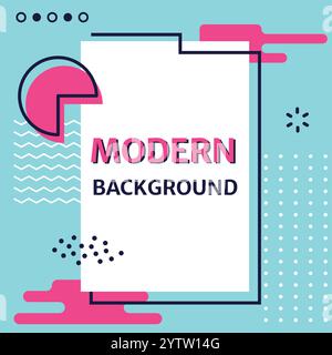 Modern background design with geometric shapes, abstract patterns, and vibrant pink and teal colors, creating a visually appealing and contemporary aesthetic Stock Vector