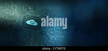 Cloud Enabling Scalable Solutions Illustrated on a Processor. Stock Photo