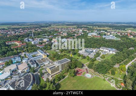 Aerial view of the Bad Füssing thermal spa around the spa gardens in the southern district of Passau Stock Photo