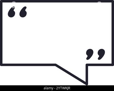 Empty speech bubble featuring double quotation marks at both ends, creating a blank space ideal for writing quotes or comments, perfect for communicat Stock Vector