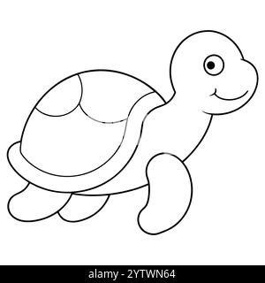 kids cute turtle coloring page Stock Vector