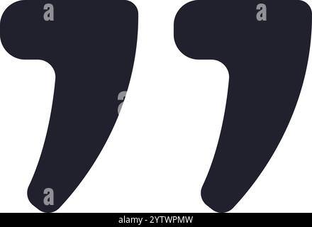 Two dark, rounded quotation marks contrasting against a white background, representing cited text, speech, or engaging conversations in various forms Stock Vector
