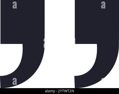 Two dark gray quotation marks symbolize cited text, indicating the start and finish of a speaker s words, emphasizing a direct quote or highlighting a specific passage Stock Vector