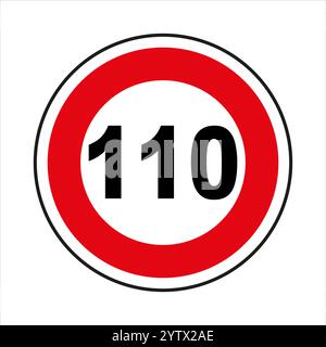 Speed limit 110 round road traffic icon sign flat style design vector ...