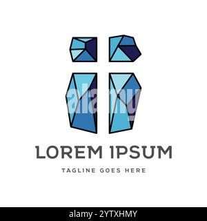 Jesus Christian Catholic Stone Rock Gem Diamond Emerald Icon Symbol Logo Design Vector Stock Vector