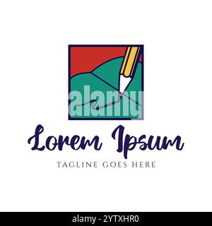 Book with Pencil for Writing or Drawing Education Icon Illustration Symbol Logo Design Vector Stock Vector