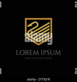 Golden Initial Letter S for Swan Shield Badge Emblem Label Logo Design Vector Stock Vector