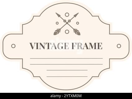 Vintage frame featuring crossed arrows and feathers, providing an elegant and classic touch to various design projects, from invitations to logos Stock Vector