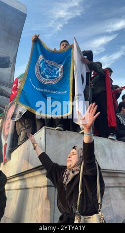 Syrians celebrate the Syrian government fall and end of Assad family's half-century rule Middle East in Istanbul, Turkey, December 8, 2024. (CTK Photo Stock Photo