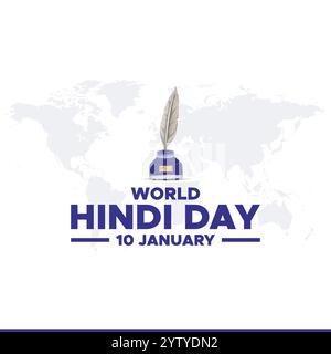 World Hindi Day, 10 January. Editable Vector Illustration. Stock Vector