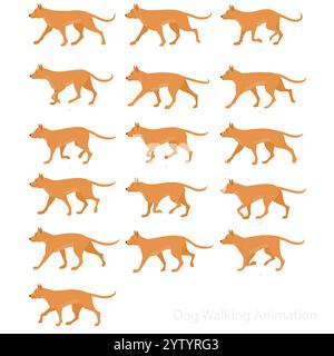 Dog Walking Animation. Side Loop Animation sprite Stock Vector