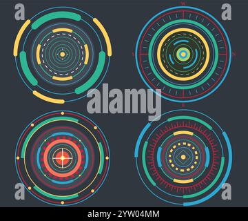 Circle elements for data infographics. Set of Sci Fi Modern User Interface Elements Stock Vector