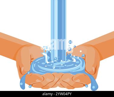 Close Of Person Hands Holding Water vector illustration Stock Vector