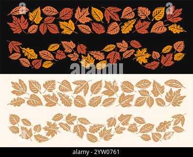 Autumn falling leaves, set of decorative elements for designing holiday cards, banners Stock Vector