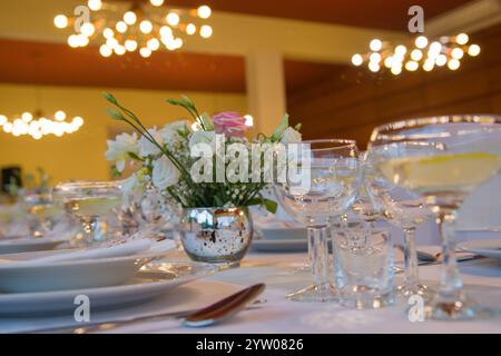 ceremonial table setting during the wedding day Stock Photo
