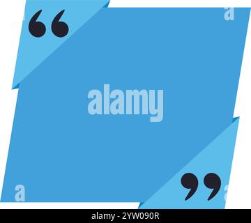 Blue quote box with quotation marks at the corners is providing space for adding text, creating an engaging visual element for testimonials, reviews, or highlighted information Stock Vector