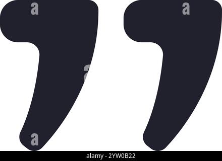 Two dark, rounded quotation marks contrasting against a white background, representing cited text, speech, or engaging conversations in various forms Stock Vector