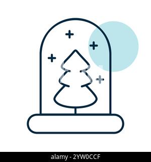 Snow globe with Christmas tree vector icon. Winter sign. Graph symbol for event and holiday web site and apps design, logo, app, UI Stock Vector