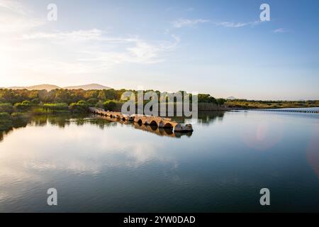 Ponte Romano. Famnous bridge and landmark close to Alghero in Sardinia, Italy. Stock Photo