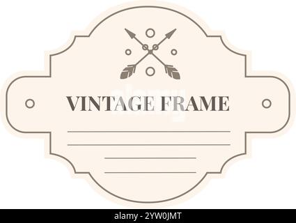Vintage frame featuring crossed arrows and feathers, providing an elegant and classic touch to various design projects, from invitations to logos Stock Vector