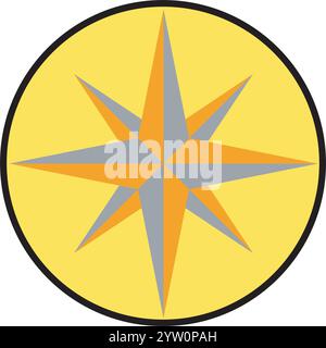 Compass Rose in a circle on a transparent background. Stock Vector