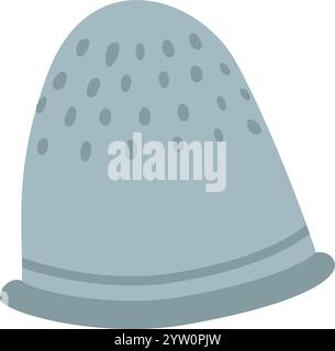 Sewing thimble featuring dotted indentations, providing fingertip protection while pushing a needle through fabric. Isolated against a clean white background for clarity Stock Vector