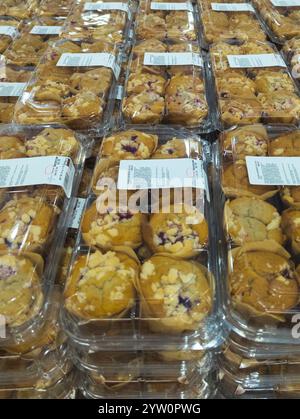 Los Angeles, CA - December 8 2024:  muffins on display at Costco Warehouse Stock Photo