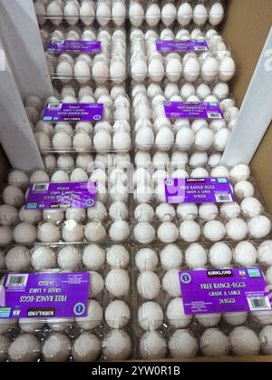 Los Angeles, CA - December 8 2024:  eggs on display at Costco Warehouse Stock Photo