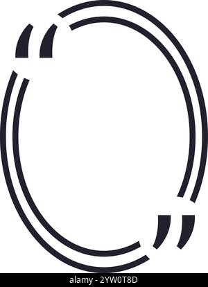 Two black lines form an oval shape with quotation marks at each end, creating a frame for text or other design elements, suggesting ongoing conversation or dialogue Stock Vector