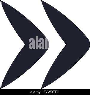 Two dark arrows pointing right create a dynamic visual representation of progress and forward momentum, symbolizing direction, advancement, and the journey toward success Stock Vector