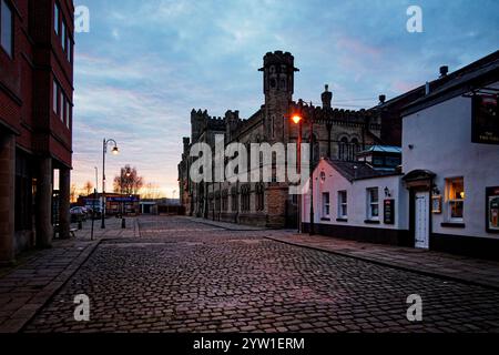 Evening shadows along Castle Street, Bury, England. Stock Photo