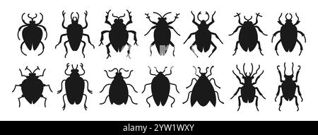 Beetles symbol set whimsical simple art insects. Different fantasy sign ...