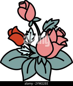 Blooming Roses Floral Composition vector Stock Vector