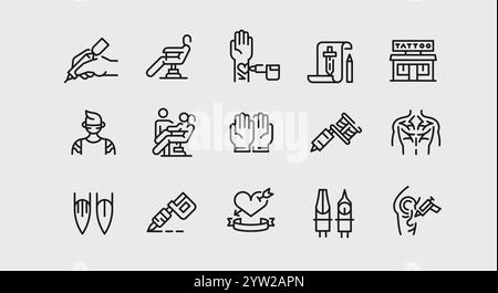 Tattoo icons set  Stock Vector