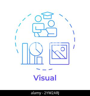 Visual lerners blue gradient concept icon Stock Vector