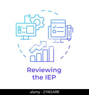 Reviewing IEP blue gradient concept icon Stock Vector