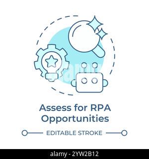 Assess for RPA opportunities soft blue concept icon Stock Vector