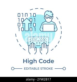 High code soft blue concept icon Stock Vector