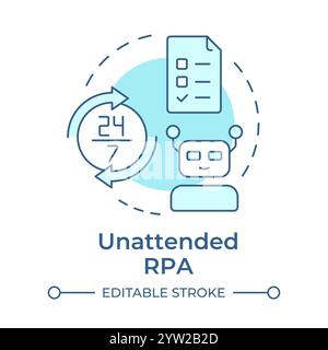 Unattended RPA soft blue concept icon Stock Vector