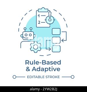 Rule based and adaptive RPA soft blue concept icon Stock Vector