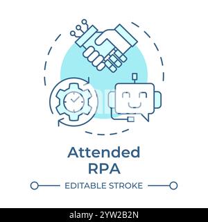 Attended RPA soft blue concept icon Stock Vector