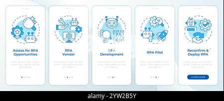 RPA implementation blue onboarding mobile app screen Stock Vector