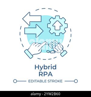 Hybrid RPA soft blue concept icon Stock Vector