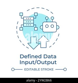 Defined data input and output soft blue concept icon Stock Vector