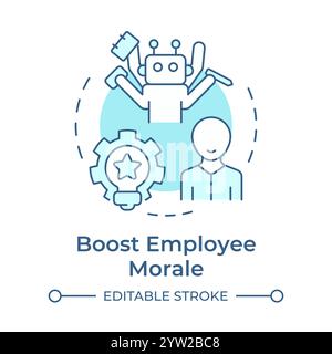 Boosting employee morale soft blue concept icon Stock Vector