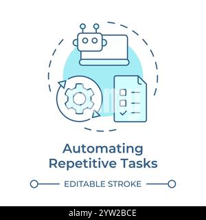 Automating repetitive tasks soft blue concept icon Stock Vector