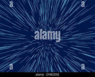Abstract geometric centric motion pattern with dynamic blue lines background. Stock Vector