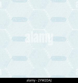 Seamless pattern with hexagon square cube geometric pattern shapes grid blue lines element texture design. vector tiles science web tech connection tr Stock Vector